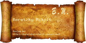 Beretzky Mikolt névjegykártya
